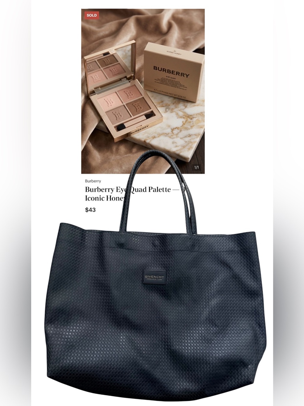 🚨LOW START🚨 Large Givenchy Fragrance Black Tote + Burberry Palette - Picture 2 of 6